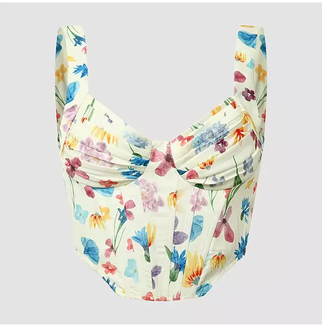トップス elfelfarchives BUSTIER PRINTED TOP elfelfarchives BUSTIER PRINTED TOP（Cottagecore Flower Print