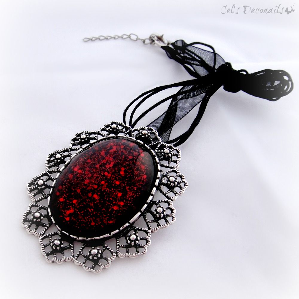 Black Blood Gothic Brooch Pendant Necklace RebelsMarket