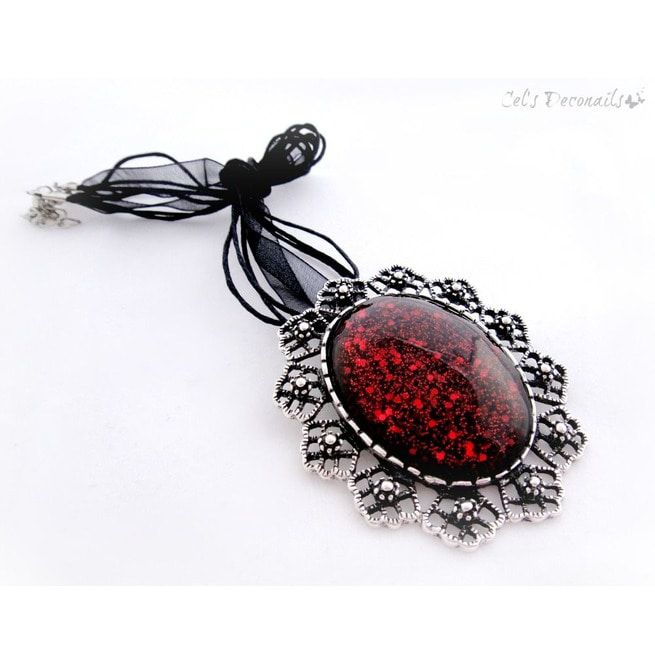 Black Blood Gothic Brooch Pendant Necklace RebelsMarket