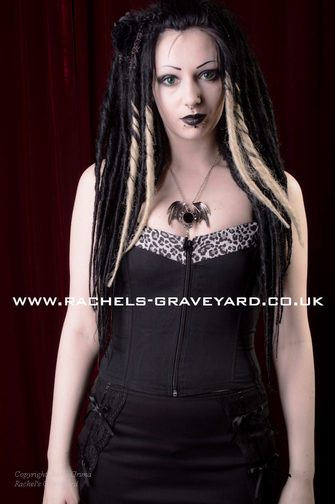 Gothic Black & Leopard Print Trim Basque