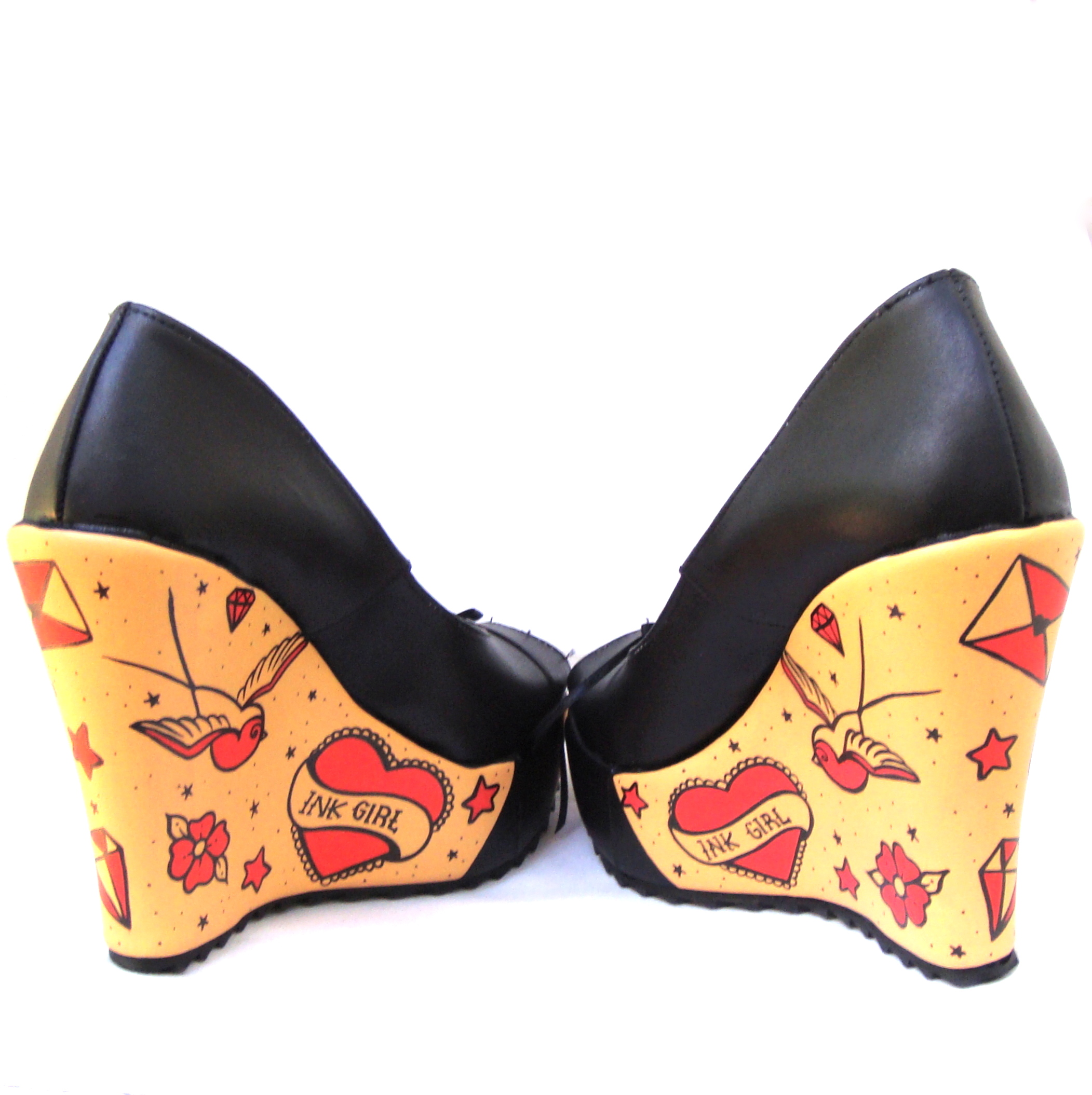 Red Ink Vegan Wedges Shoes Old School, Girls Tattoos, Ink, Tattoo ...