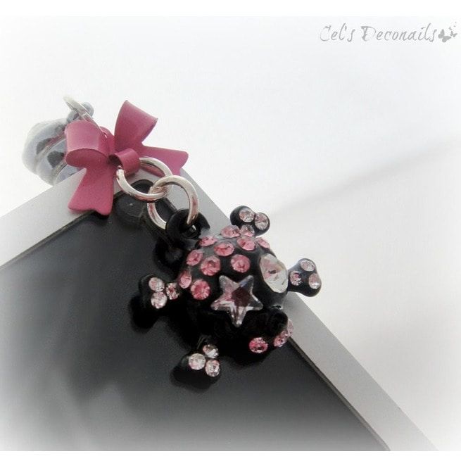 Black Skull Phone Plug Charm RebelsMarket