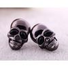 Scary black skull ear stud earrings