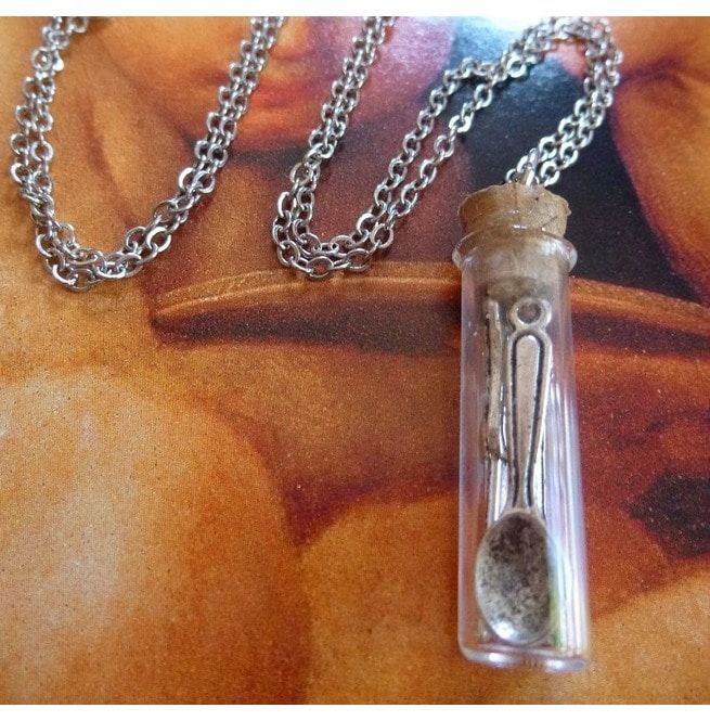Antique Knife Fork Spoon Necklace, Glass Vial, Chain RebelsMarket
