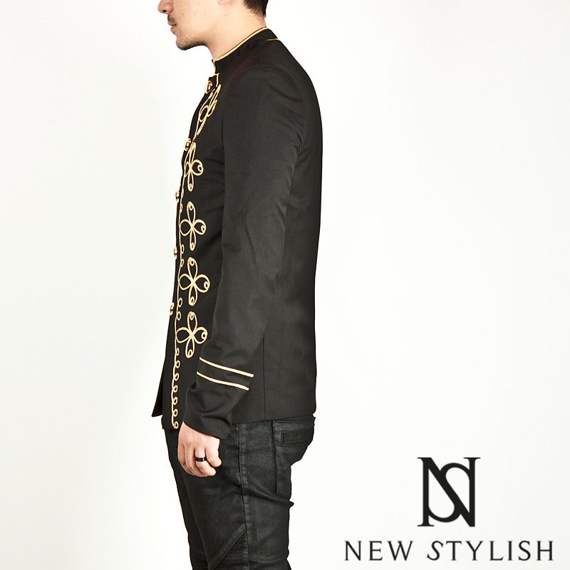 back embroidery short Napoleon jacket】 back embroidery short Napoleon jacket】