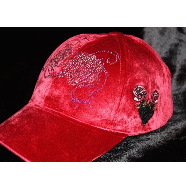 Pink Silk Velvet Baseball Cap Roses RebelsMarket
