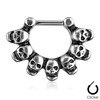 Linked skulls 316l surgical steel silver toned color septum clicker ring nose rings 2