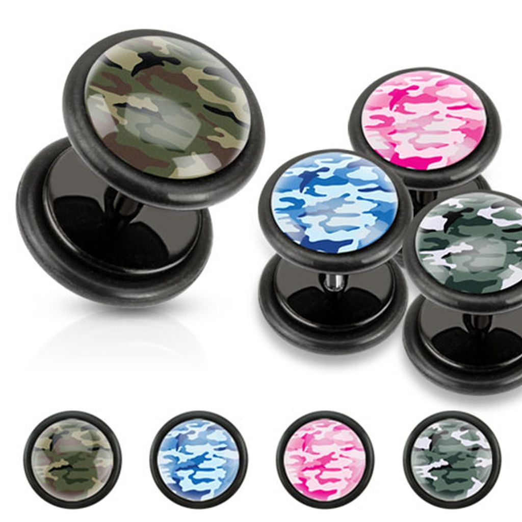 black_acrylic_plugs_camouflage_print_inlayed_blue_white_earrings_pair_fake_plugs_and_piercing_jewelry_3.jpg