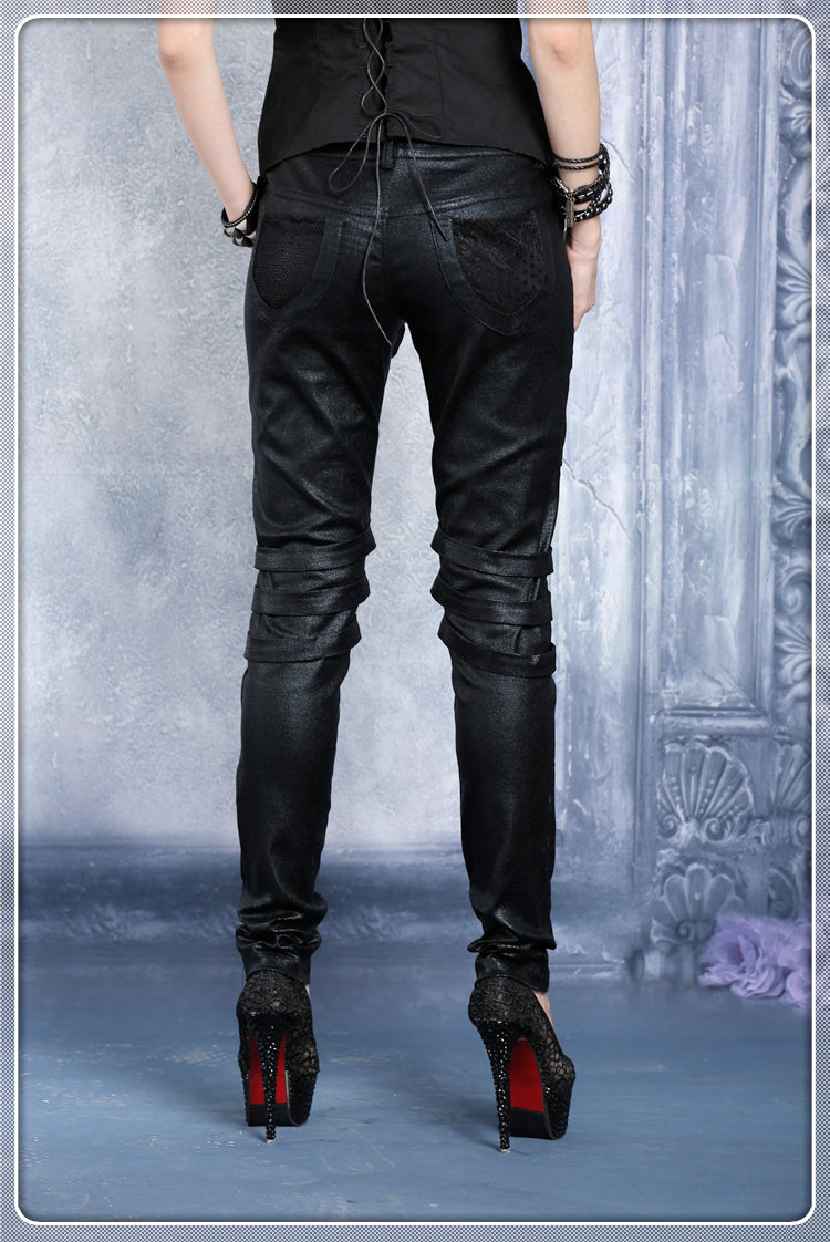 Pw073 Crocodile Leather Pants Loops Knee 89835