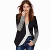 One button slim womens suit with silver black gradient sequins sleeves jackets