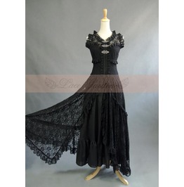 Black Lace Sleeveless Vintage Victorian Dress Black Lace Sleeveless Vintage Victorian Dress