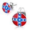 7mm stainless steel flag of confederate states america circle stud earrings earrings