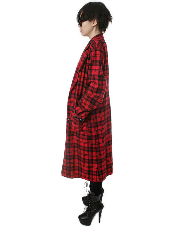 Punk Rock Unisex Flannel Check Plaid Tartan Slouchy Shirt 101318