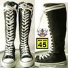 20 hole punk rock men women canvas knee hi black white sneaker flat boots sneakers