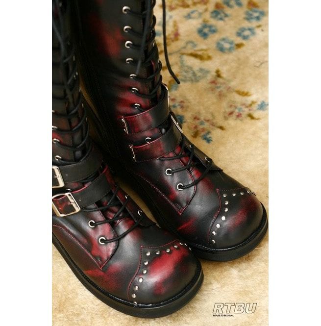 distressed biker boots