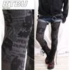 Punk emo newspaper printed opaque 120 den tight legging socks
