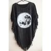 Moon Fashion Punk Hippie Batwing Tussle Fringes Stone Wash Poncho Moon Fashion Punk Hippie Batwing Tussle Fringes Stone Wash Poncho