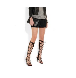 New Sexy Women Black Stiletto Heel Knee High Hollow Out Gladiator Sandals New Sexy Women Black Stiletto Heel Knee High Hollow Out Gladiator Sandals