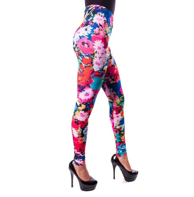 Blue Floral Leggings RebelsMarket