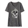 Womens Summer Skull T Shirt Sequins Embroidery Womens Summer Skull T Shirt Sequins Embroidery