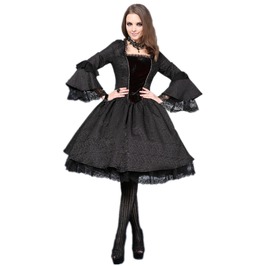 Black Victorian Gothic Knee Length Lace Vampire Dress To Ship Worldwide Black Victorian Gothic Knee Length Lace Vampire Dress To Ship Worldwide