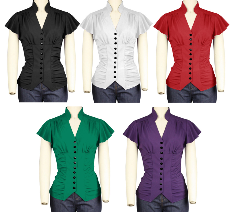 button_up_ladies_blouse_sash_bow_pin_up_top_reg_and_plus_sizes_9_to_ship_standard_tops_6.jpg