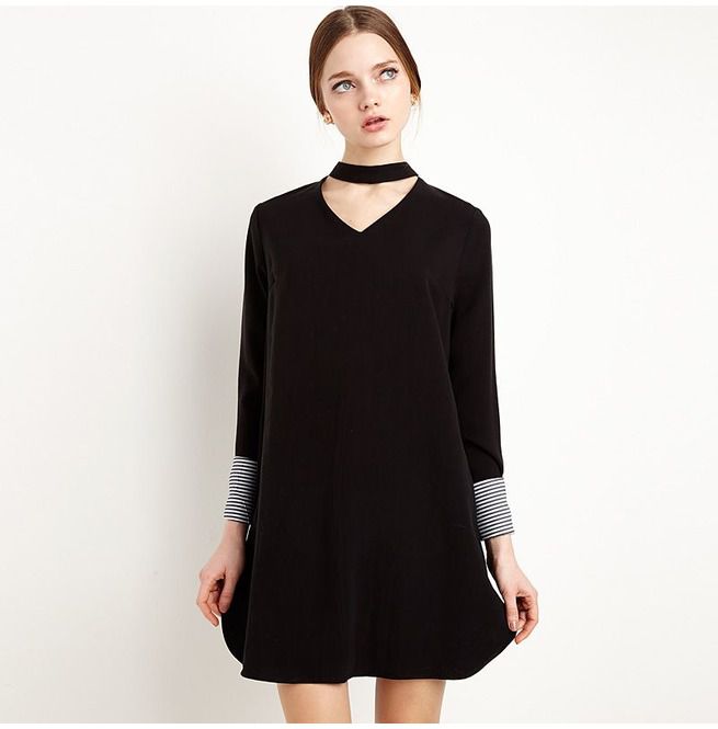 women's a line black dress