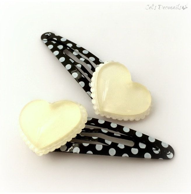 Black And White Polka Dot Heart Hair Clips RebelsMarket