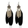 Gothic black feather ear hoop earrings