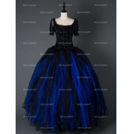 Black And Blue Gothic Corset Long Prom Gown Black And Blue Gothic Corset Long Prom Gown