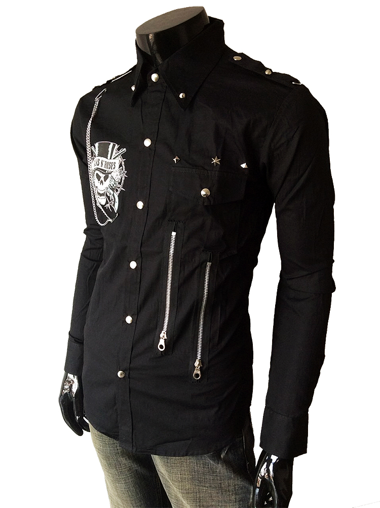 guns n roses men casual black rock punk shirt mens long sleeve guns n roses men casual black rock punk shirt mens long sleeve