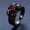 Black rhinestone jewel skull ring rings
