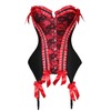 Steampunk Red Ribbon Buttons Up Overbust Corset Steampunk Red Ribbon Buttons Up Overbust Corset