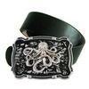 Octopus Large Belt Buckle Inlaid In Hand Painted Enamel Black Ink Swirl Octopus Large Belt Buckle Inlaid In Hand Painted Enamel Black Ink Swirl