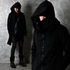Avant garde high neck black long zip up hood coat 103 coats