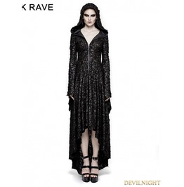 Black Gothic Vampire Decadent Hooded Dress Q 308 Black Gothic Vampire Decadent Hooded Dress Q 308