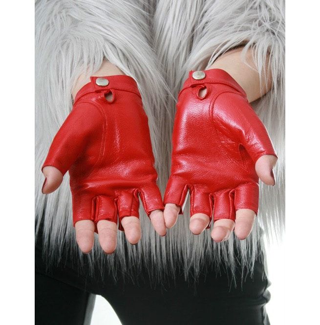 Genuine Leather Lambskin Biker Half Fingers Wrist Snap RebelsMarket