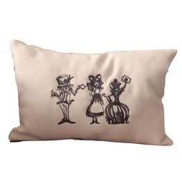 Embroidered Alice In Wonderlad Tea Party Mini Pillow Embroidered Alice In Wonderlad Tea Party Mini Pillow