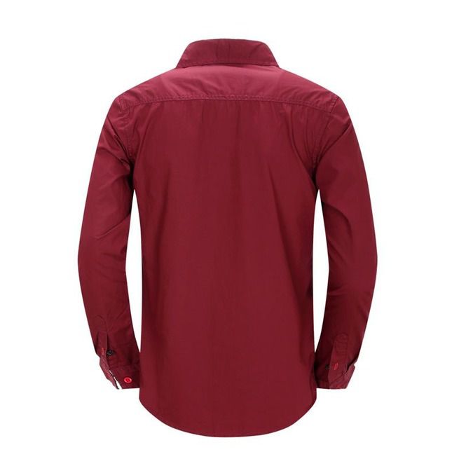 red fitted long sleeve shirt