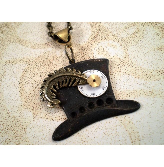 Steampunk Petite Top Hat Necklace With Genuine Watch RebelsMarket