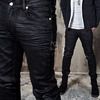 Pre wrinkled coated black skinny jeans 254 jeans