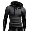 Slim fit short sleeve hooded collar sling t shirt tracksuit men hoodies and sweatshirts