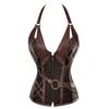 Steampunk victorian faux leather corset plus size brown black bustiers and corsets