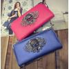 Metal skull pu leather multifunction long wallet purse clutch wallets and money clips