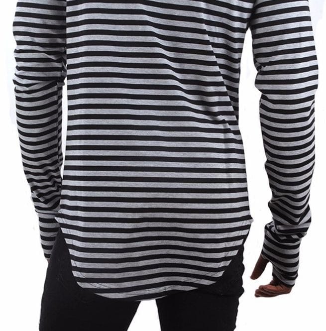 Long Extended Sleeve Oversize Striped T Shirt Men RebelsMarket