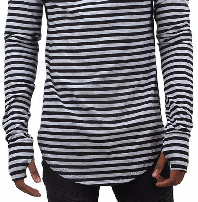 Long Extended Sleeve Oversize Striped T Shirt Men RebelsMarket