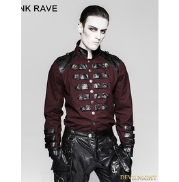 Rebelsmarket red gothic loop military uniform long sleeve shirt for men y 753 mrd shirts 8