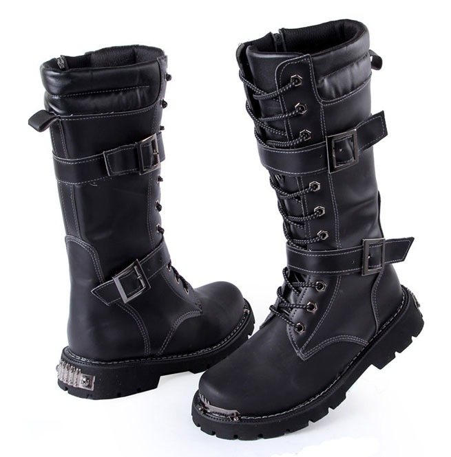 Steampunk Military High Top Combat Motorcycle Boots RebelsMarket
