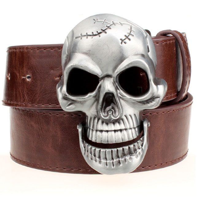 Punk Heavy Metal Big Skull Buckle PU 