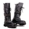 Punk over knee genuine leather waterproof motocycle military high boots men mens boots